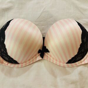 Victoria's Secret Pink and Black Striped Bra
